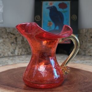 Vintage Mini Kanawha Crackle Glass Pitcher
